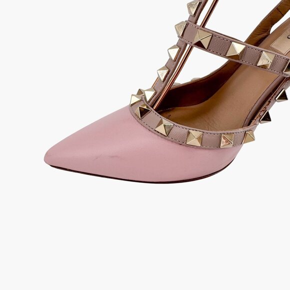 Valentino Rockstud Light Pink Leather Caged Pumps Pointed Heels Size 36.5 US 6.5 - Picture 10 of 15